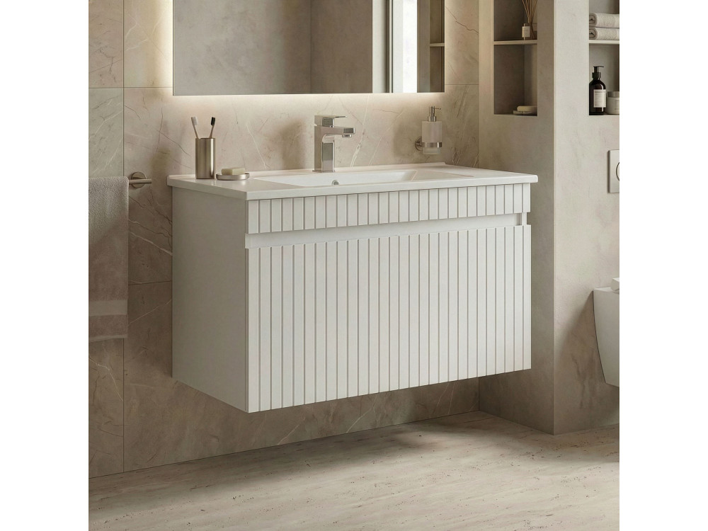 Waschtischunterschrank „Tivoli 85“ – 85 x 45 x 57 cm – Mattweiß