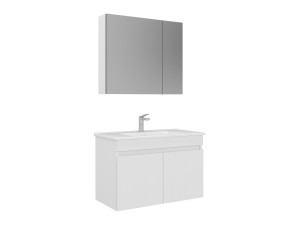Waschtisch-Set mit Spiegel (2-teilig) „Tivoli 85“ – 85 x 45 x 57 cm – Mattweiß
