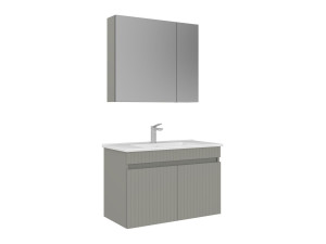 Waschtisch-Set mit Spiegel (2-teilig) „Tivoli 85“ – 85 x 45 x 57 cm – Matt-Cashmere