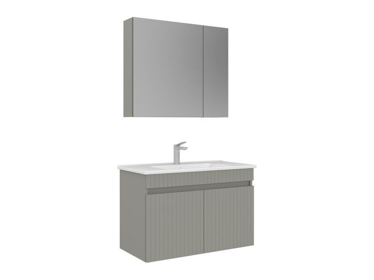 Waschtisch-Set mit Spiegel (2-teilig) „Tivoli 85“ – 85 x 45 x 57 cm – Matt-Cashmere