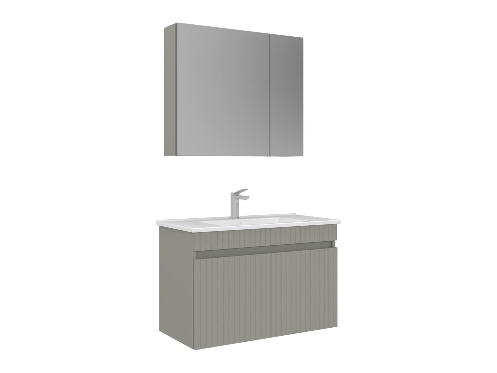 Waschtisch-Set mit Spiegel (2-teilig) „Tivoli 85“ – 85 x 45 x 57 cm – Matt-Cashmere
