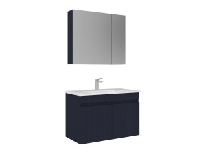 Waschtisch-Set mit Spiegel (2-teilig) „Tivoli 85“ – 85 x 45 x 57 cm – Mattes Marineblau