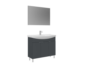 Waschtisch-Set mit Spiegel (2-teilig) „Purus 100“ – 100 x 50 x 83 cm – Anthrazit matt