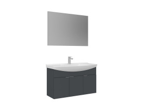 Waschtisch-Set mit Spiegel (2-teilig) „Purus 100“ – 100 x 50 x 58 cm – Anthrazit matt