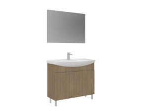 Waschtisch-Set mit Spiegel (2-teilig) „Purus 100“ – 100 x 50 x 83 cm – Eiche