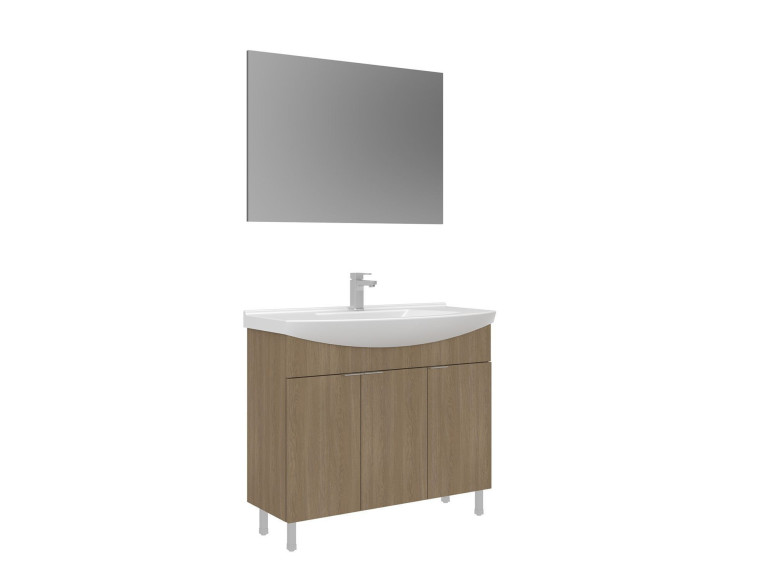 Waschtisch-Set mit Spiegel (2-teilig) „Purus 100“ – 100 x 50 x 83 cm – Eiche