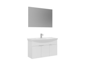 Waschtisch-Set mit Spiegel (2-teilig) „Purus 100“ – 100 x 50 x 58 cm – Weiß