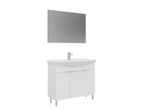 Waschtisch-Set mit Spiegel (2-teilig) „Purus 100“ – 100 x 50 x 83 cm – Weiß