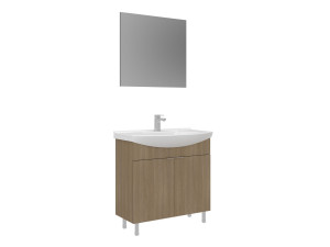 Waschtisch-Set mit Spiegel (2-teilig) „Purus 80“ – 80 x 50 x 83 cm – Eiche