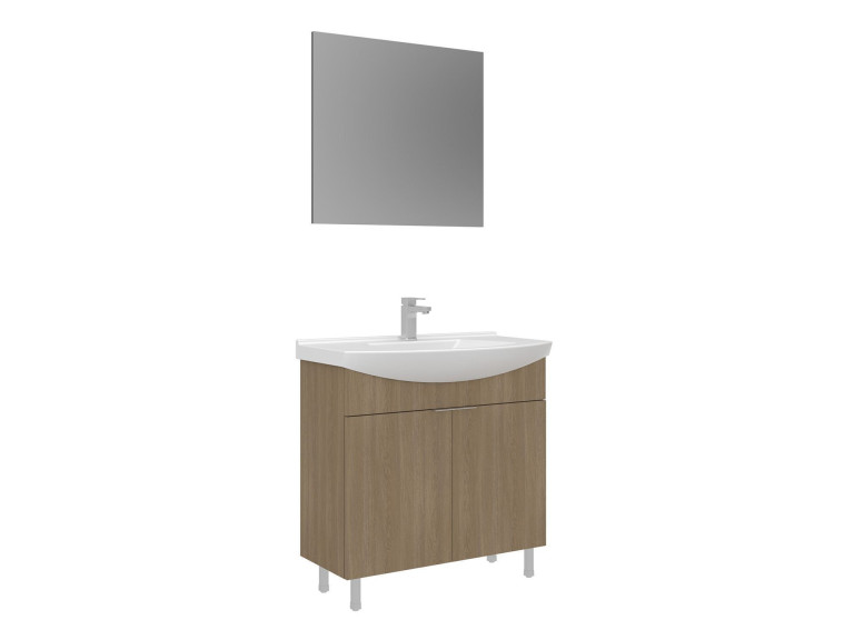 Waschtisch-Set mit Spiegel (2-teilig) „Purus 80“ – 80 x 50 x 83 cm – Eiche