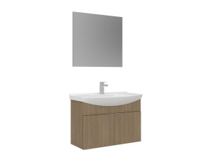 Waschtisch-Set mit Spiegel (2-teilig) „Purus 80“ – 80 x 50 x 58 cm – Eiche