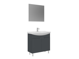 Waschtisch-Set mit Spiegel (2-teilig) „Purus 80“ – 80 x 50 x 83 cm – Anthrazit matt