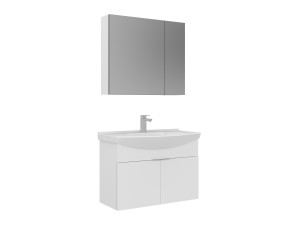 Waschtisch-Set mit Spiegel (2-teilig) „Purus 80“ – 80 x 50 x 58 cm – Weiß