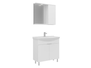Waschtisch-Set mit Spiegel (2-teilig) „Purus 80“ – 80 x 50 x 83 cm – Weiß