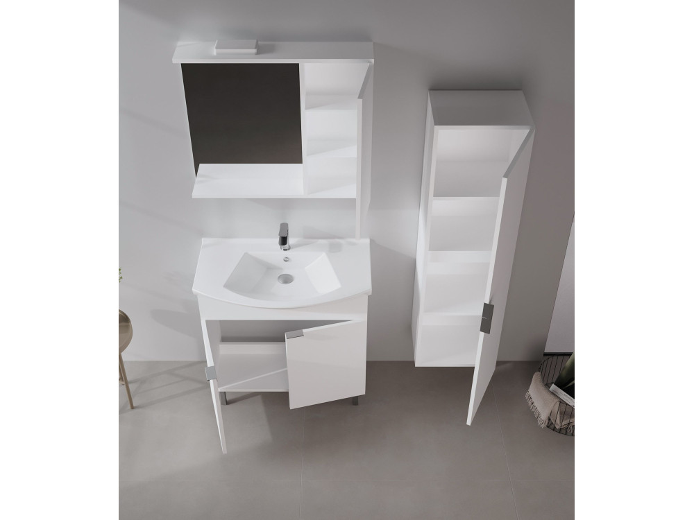 Waschtisch-Set mit Spiegel (2-teilig) „Purus 80“ – 80 x 50 x 83 cm – Weiß