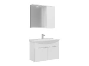 Waschtisch-Set mit Spiegel (2-teilig) „Purus 80“ – 80 x 50 x 58 cm – Weiß