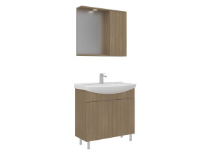 Waschtisch-Set mit Spiegel (2-teilig) „Purus 80“ – 80 x 50 x 83 cm – Eiche