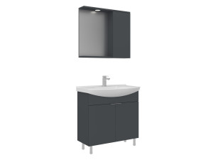 Waschtisch-Set mit Spiegel (2-teilig) „Purus 80“ – 80 x 50 x 83 cm – Anthrazit matt