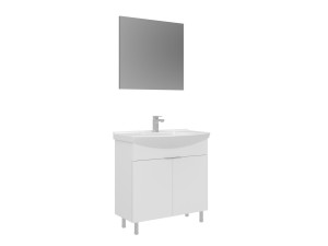 Waschtisch-Set mit Spiegel (2-teilig) „Purus 80“ – 80 x 50 x 83 cm – Weiß