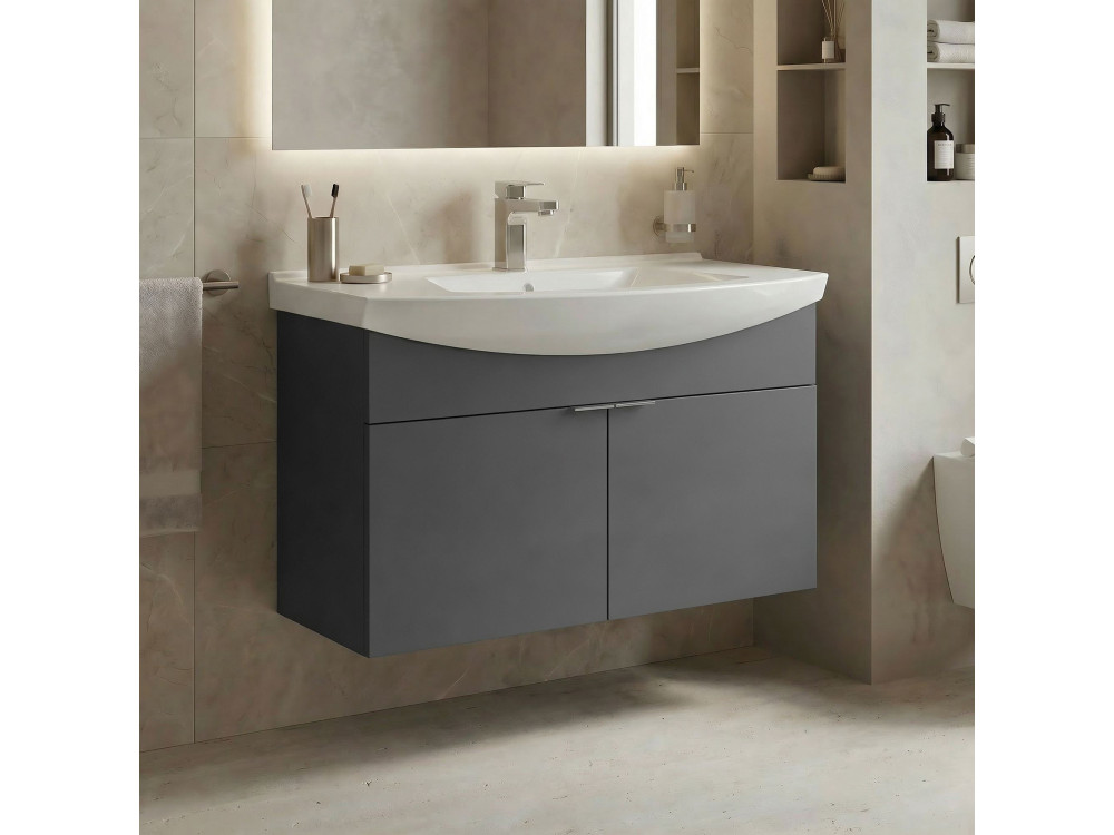 Waschtischunterschrank „Purus 80“ – 80 x 50 x 58 cm – Anthrazit matt