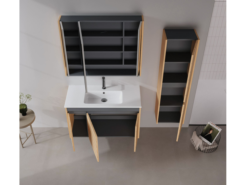 Waschtischunterschrank „Ricato 100“ – 101 x 47 x 62 cm – Walnuss
