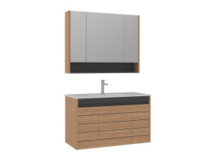 Waschtisch-Set mit Spiegel (2-teilig) „Ricato 100“ – cm – Eiche