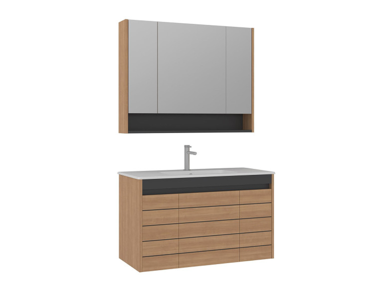 Waschtisch-Set mit Spiegel (2-teilig) „Ricato 100“ – cm – Eiche