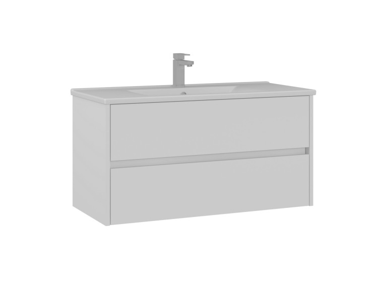 Waschtischunterschrank „Side 100 v3“ – 100 x 45 x 52 cm – Mattweiß