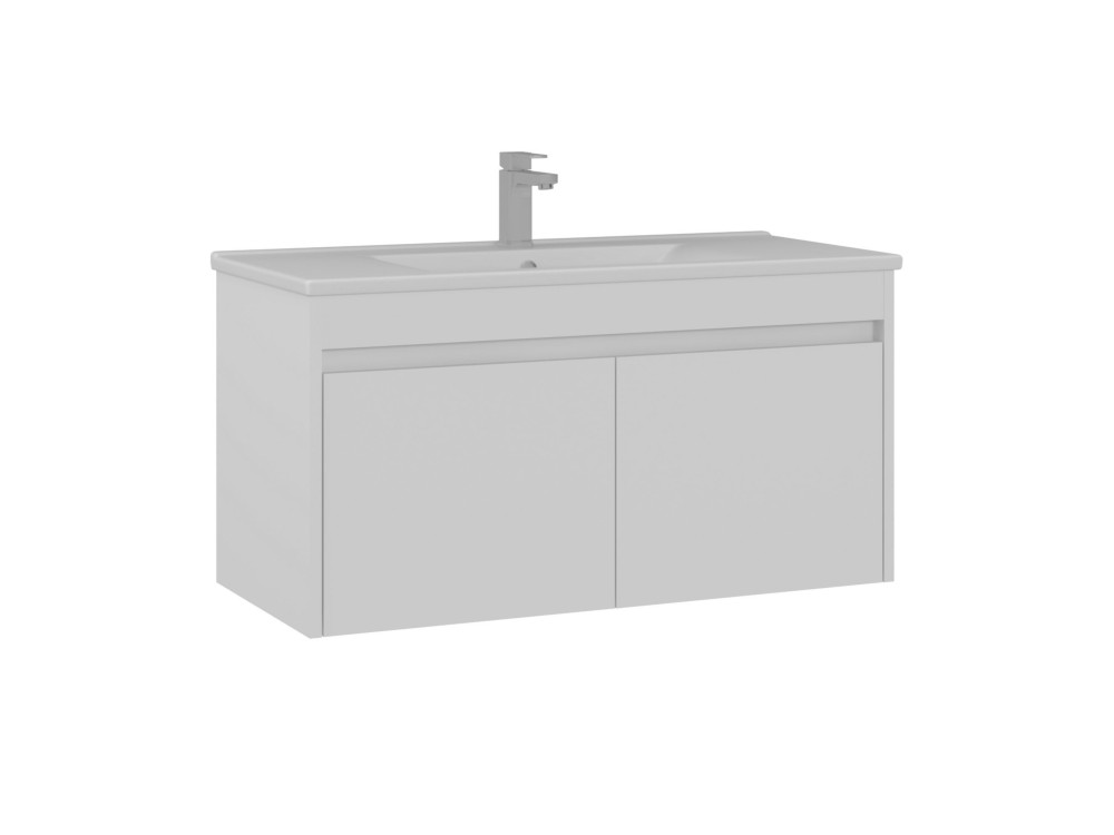Waschtischunterschrank „Side 100 v3“ – 100 x 45 x 52 cm – Mattweiß