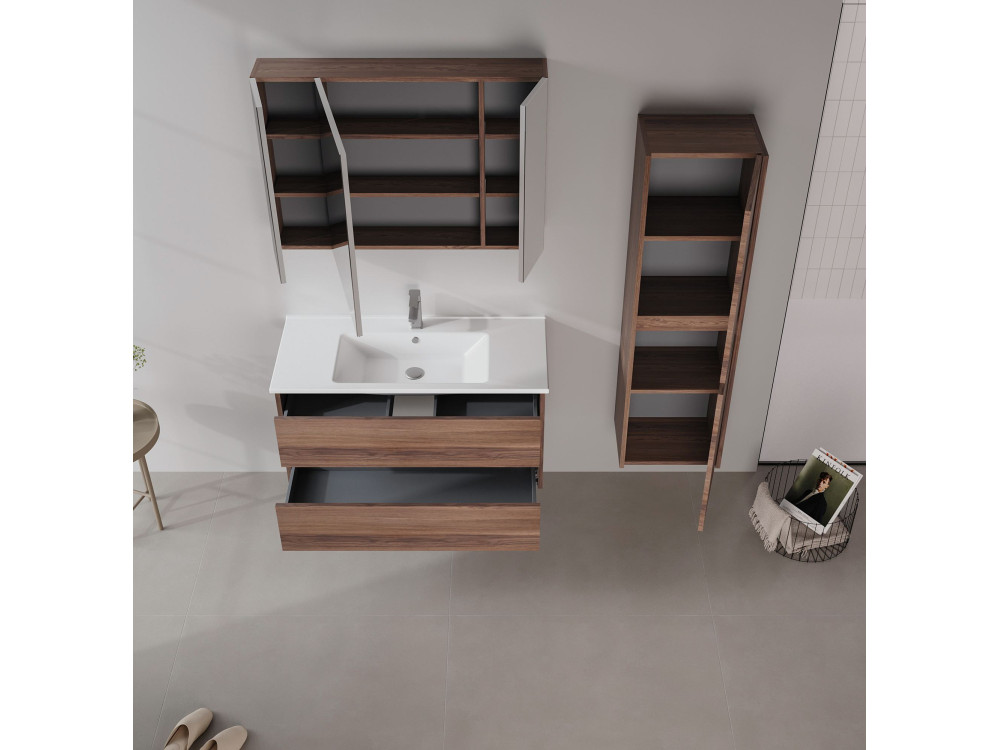 Waschtischunterschrank „Side 100 v3“ – 100 x 45 x 52 cm – Dark Walnut