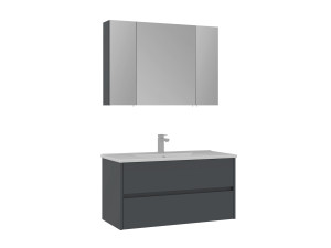 Waschtisch-Set mit Spiegel (2-teilig) „Side 100 v3“ – 100 x 16 x 52 cm – Anthrazit matt