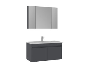 Waschtisch-Set mit Spiegel (2-teilig) „Side 100 v3“ – 100 x 45 x 52 cm – Anthrazit matt