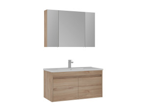 Waschtisch-Set mit Spiegel (2-teilig) „Side 100 v3“ – 100 x 45 x 52 cm – Eiche