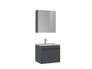Waschtisch-Set mit Spiegel (2-teilig) „Side 65 v2“ – 65 x 45 x 52 cm – Anthrazit matt