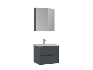 Waschtisch-Set mit Spiegel (2-teilig) „Side 65 v2“ – 65 x 45 x 52 cm – Anthrazit matt