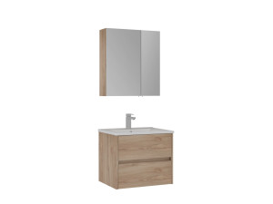 Waschtisch-Set mit Spiegel (2-teilig) „Side 65 v2“ – 65 x 45 x 52 cm – Eiche