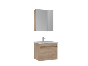Waschtisch-Set mit Spiegel (2-teilig) „Side 65 v2“ – 65 x 45 x 52 cm – Eiche