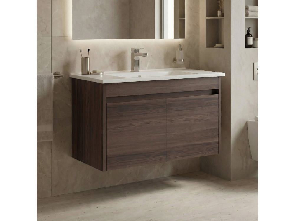 Waschtischunterschrank „Side 85 v2“ – 85 x 45 x 52 cm – Dark Walnut
