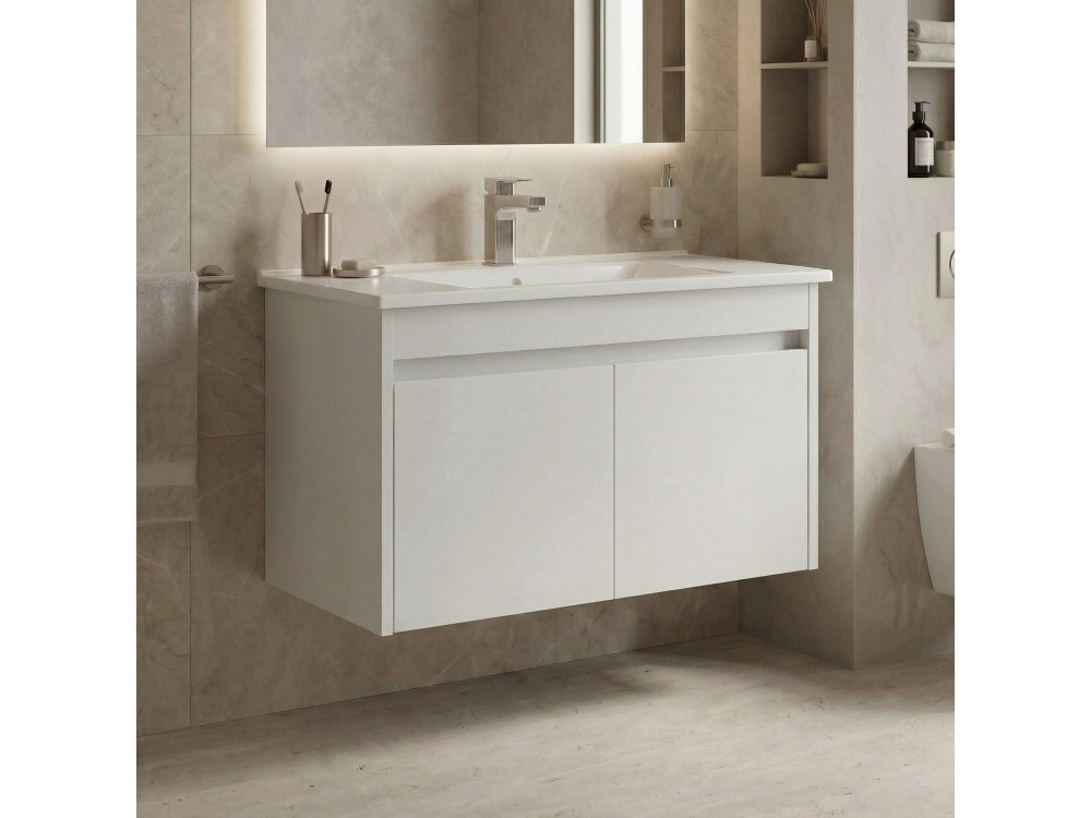 Waschtischunterschrank „Side 85 v2“ – 85 x 45 x 52 cm – Mattweiß