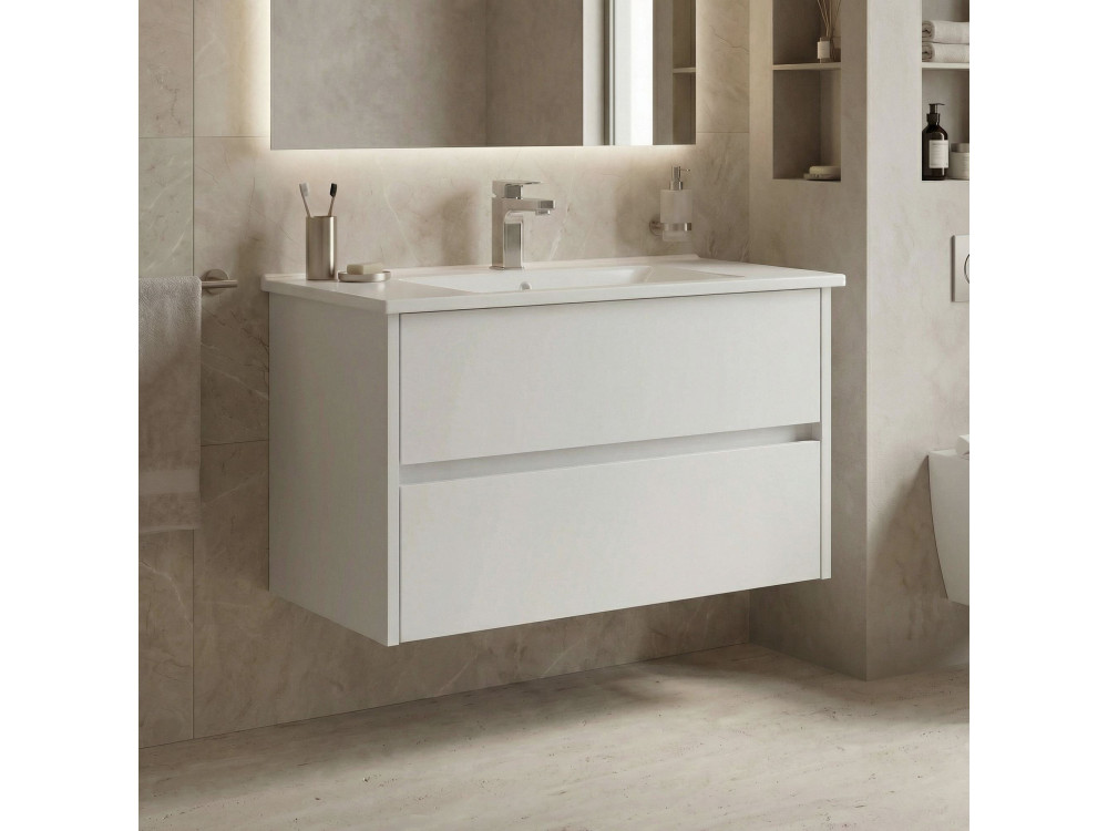 Waschtischunterschrank „Side 85 v2“ – 85 x 45 x 52 cm – Mattweiß