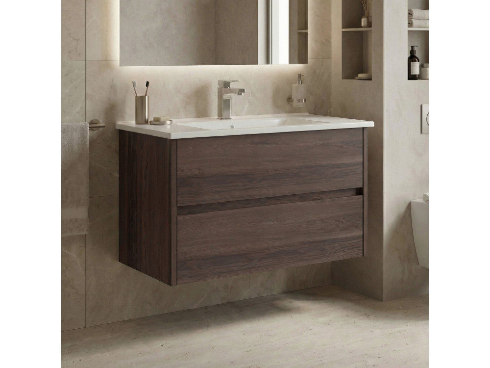 Waschtischunterschrank „Side 85 v2“ – 85 x 45 x 52 cm – Dark Walnut