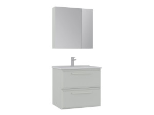Waschtisch-Set mit Spiegel (2-teilig) „Nuvola 65 v2“ – 65 x 50 x 62 cm – Cashmere