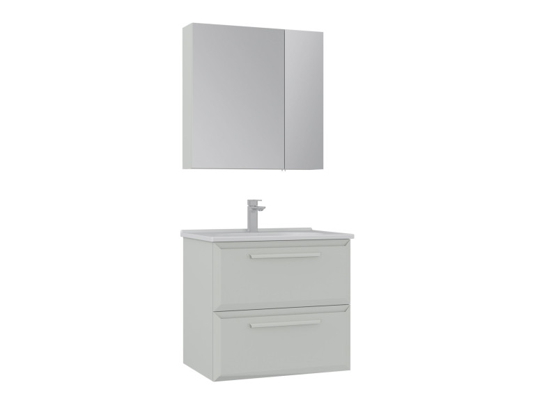 Waschtisch-Set mit Spiegel (2-teilig) „Nuvola 65 v2“ – 65 x 50 x 62 cm – Cashmere