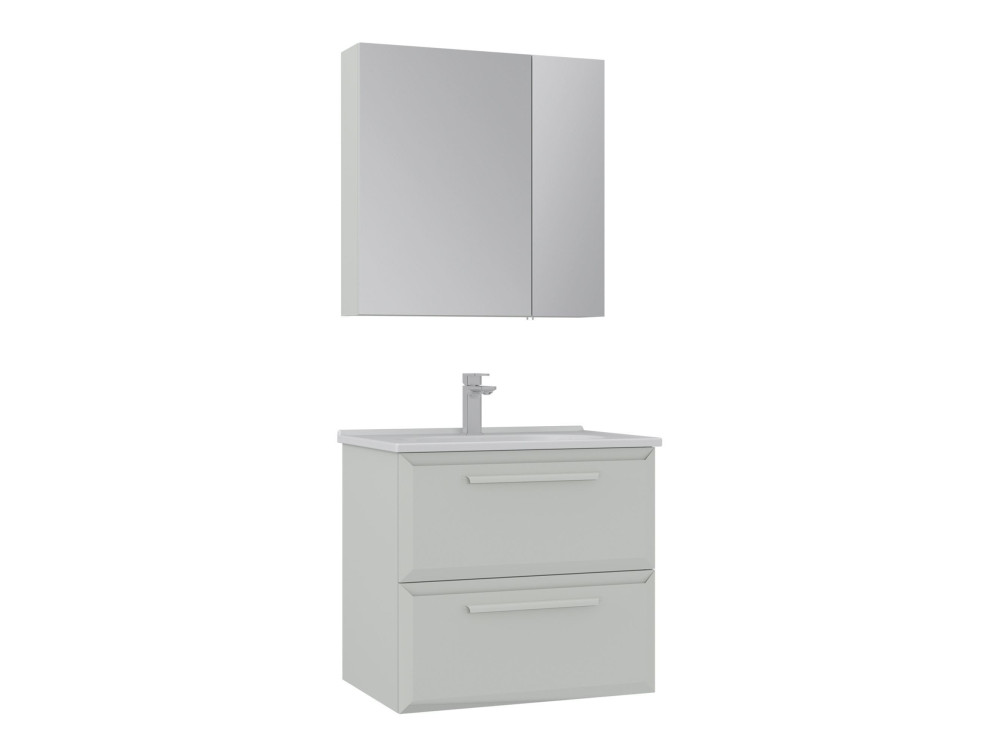Waschtisch-Set mit Spiegel (2-teilig) „Nuvola 65 v2“ – 65 x 50 x 62 cm – Cashmere