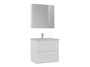 Waschtisch-Set mit Spiegel (2-teilig) „Nuvola 65 v2“ – 65 x 50 x 62 cm – Weiß