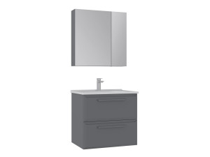 Waschtisch-Set mit Spiegel (2-teilig) „Nuvola 65 v2“ – 65 x 50 x 62 cm – Grau