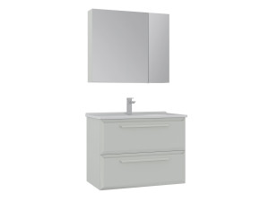 Waschtisch-Set mit Spiegel (2-teilig) „Nuvola 80 v2“ – 80 x 50 x 62 cm – Cashmere