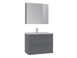 Waschtisch-Set mit Spiegel (2-teilig) „Nuvola 80 v2“ – 80 x 50 x 62 cm – Grau