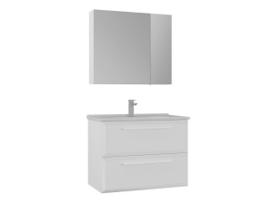 Waschtisch-Set mit Spiegel (2-teilig) „Nuvola 80 v2“ – 80 x 50 x 62 cm – Weiß