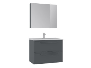 Waschtisch-Set mit Spiegel (2-teilig) „Nuvola 80 v2“ – 80 x 50 x 62 cm – Anthrazit